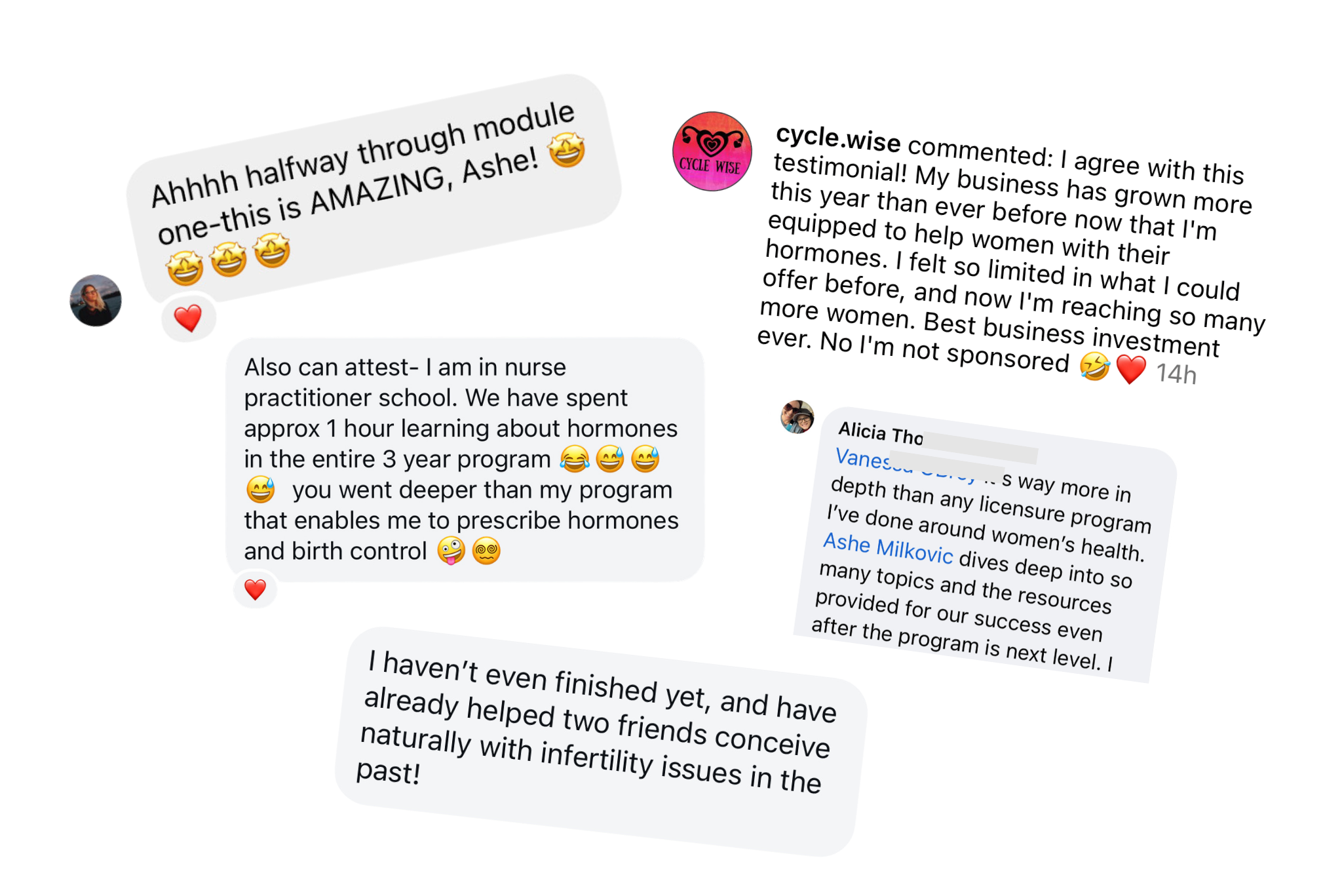 Testimonials from practitioners in the program